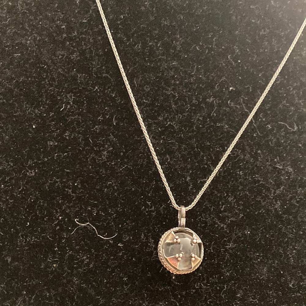 Sterling Silver 925 Round Cross Pendant Necklace - Silver